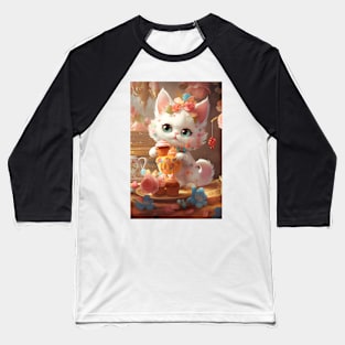 Cute Dessert Kitty 1 Baseball T-Shirt